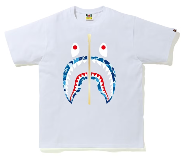 BAPE ABC Camo Shark Tee White/Blue