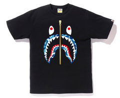 BAPE ABC Gold Zip Shark Tee Black/Blue