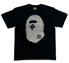 BAPE SILVER HOLOGRAM BIG APE HEAD TEE (BLACK)