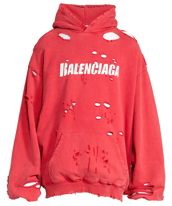 Balenciaga Pink Destroyed Logo Hoodie