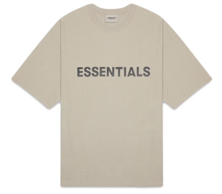 Fear of God Essentials Boxy T-Shirt Applique Logo Olive/Khaki Front Logo