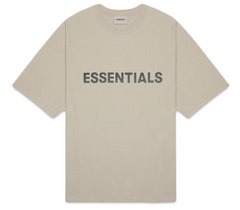 Fear of God Essentials Boxy T-Shirt Applique Logo Olive/Khaki Front Logo