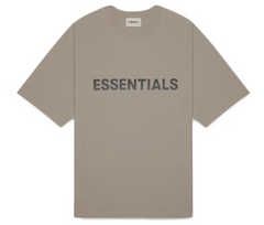 Fear of God Essentials Boxy T-Shirt Applique Logo Taupe Front Logo