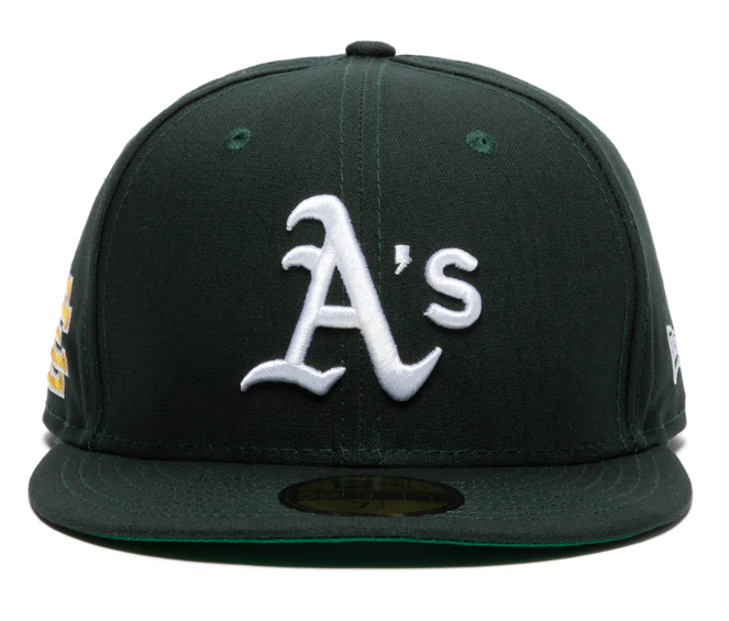 NEW ERA X ERIC EMANUEL OAKLAND ATHLETIC FITTED HAT (DARK GREEN)