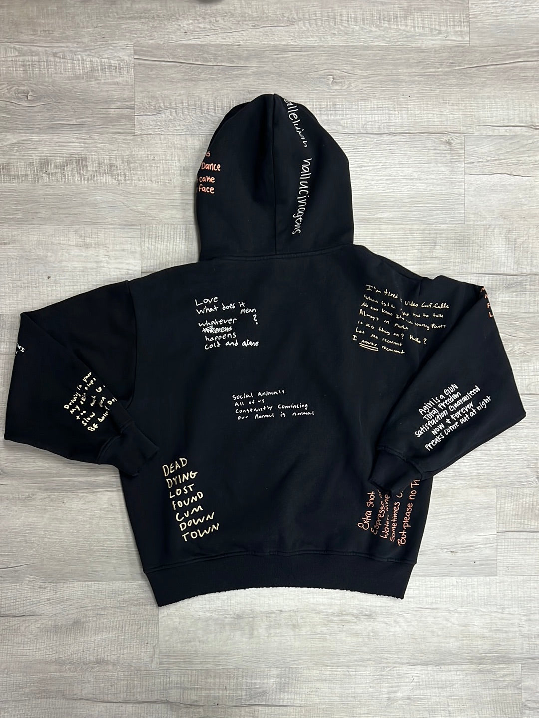 Pleasures Black Embroidered Quotes Hoodie