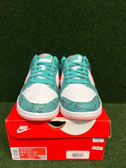 Nike Dunk Low Snakeskin Washed Teal Bleached Coral USED