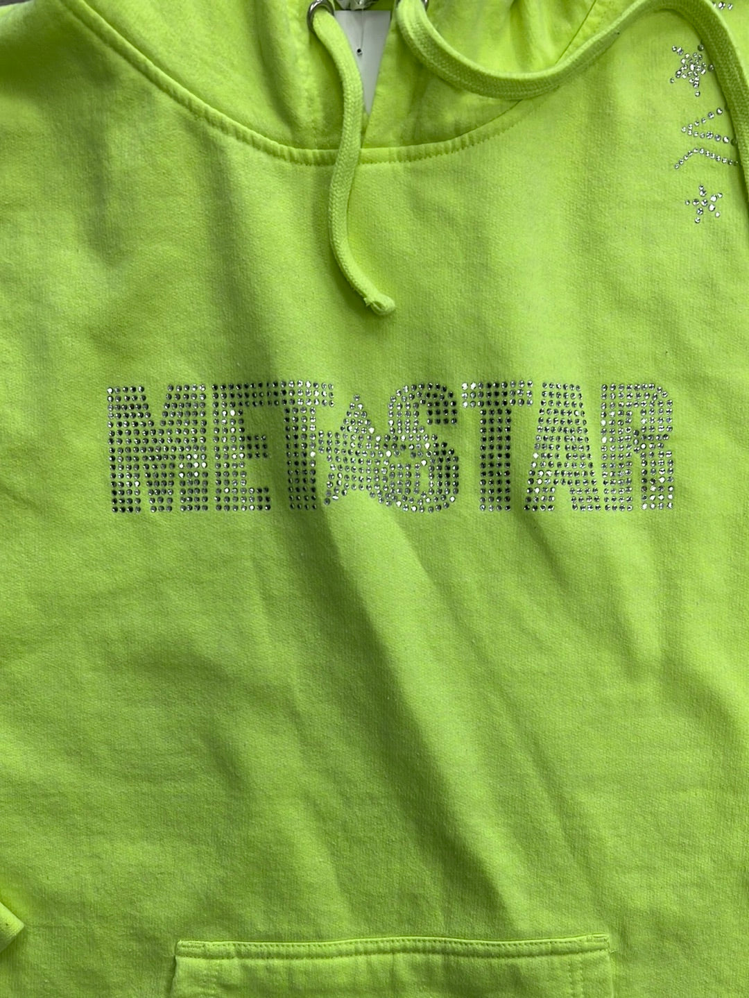 Met Star Neon Green Rhine Stone Hoodie